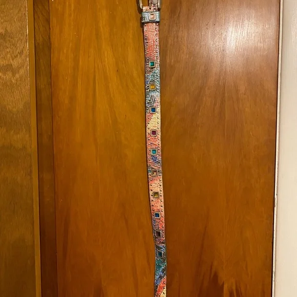 Colorful Rhinestones Embellished Western Cowgirl Festive Belt/Silver Buckle